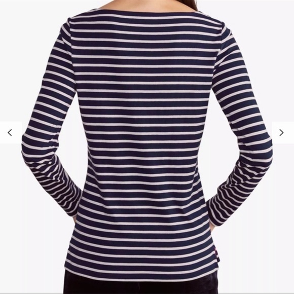 Boden Christmas Breton Metallic Stripe Slogan Long Sleeve Top NWOT (6) - Picture 3 of 12